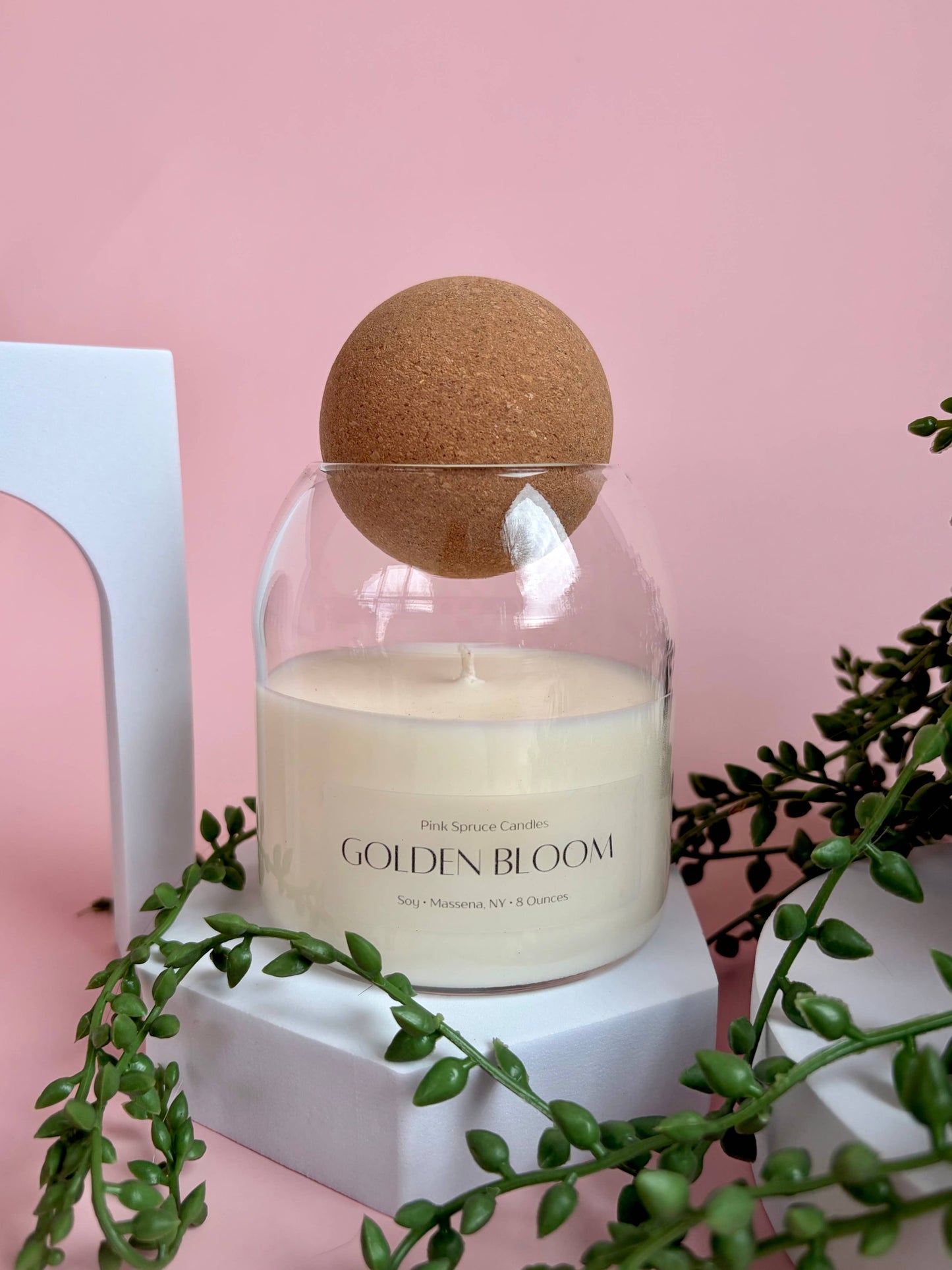 Hand poured orange scent cork ball top soy wax candle