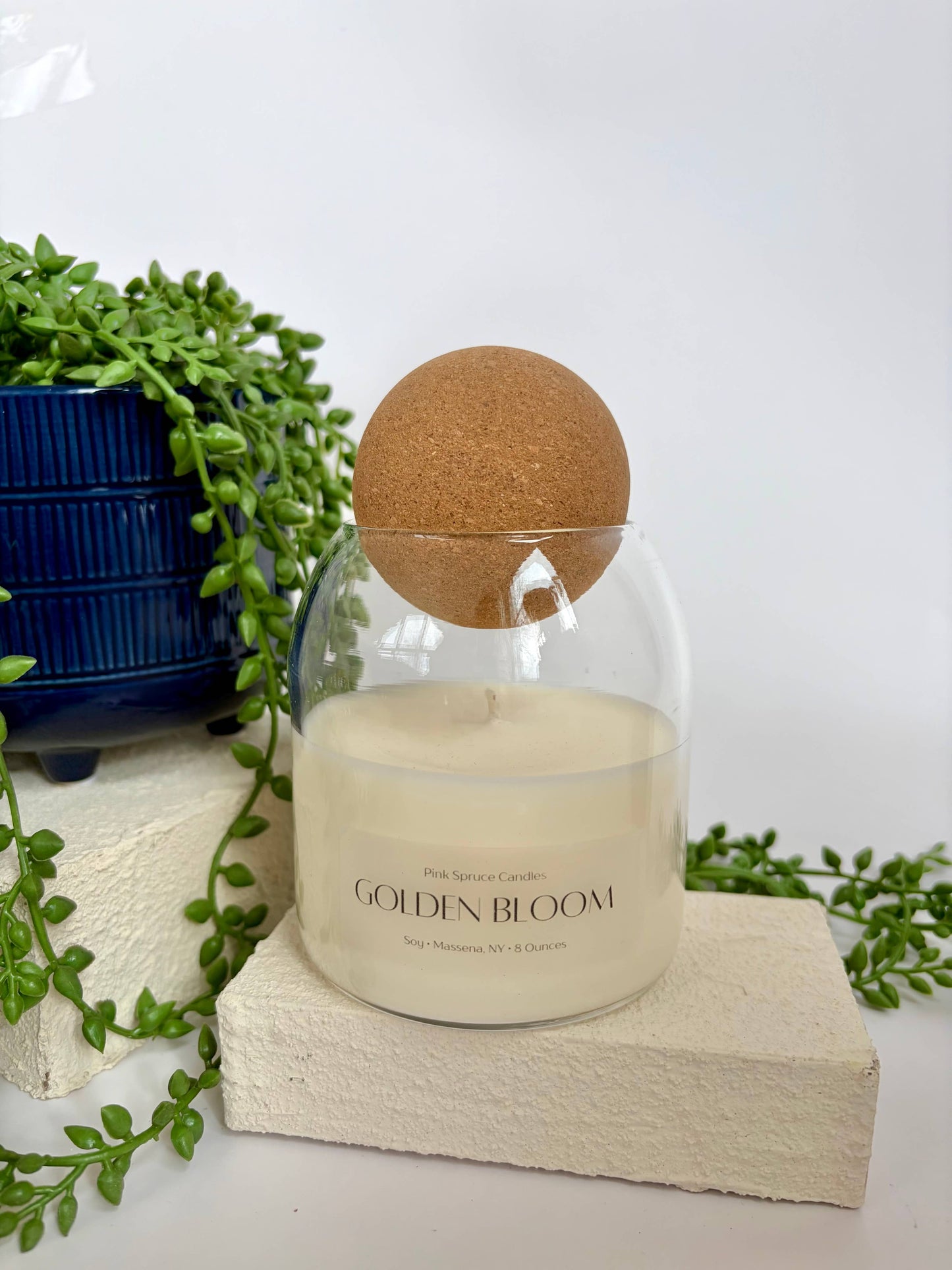 Hand poured orange scent cork ball top soy wax candle
