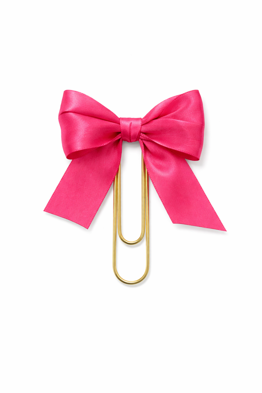 Satin Bow Bookmark - Valentines Day Gift - Hot Pink Coquette