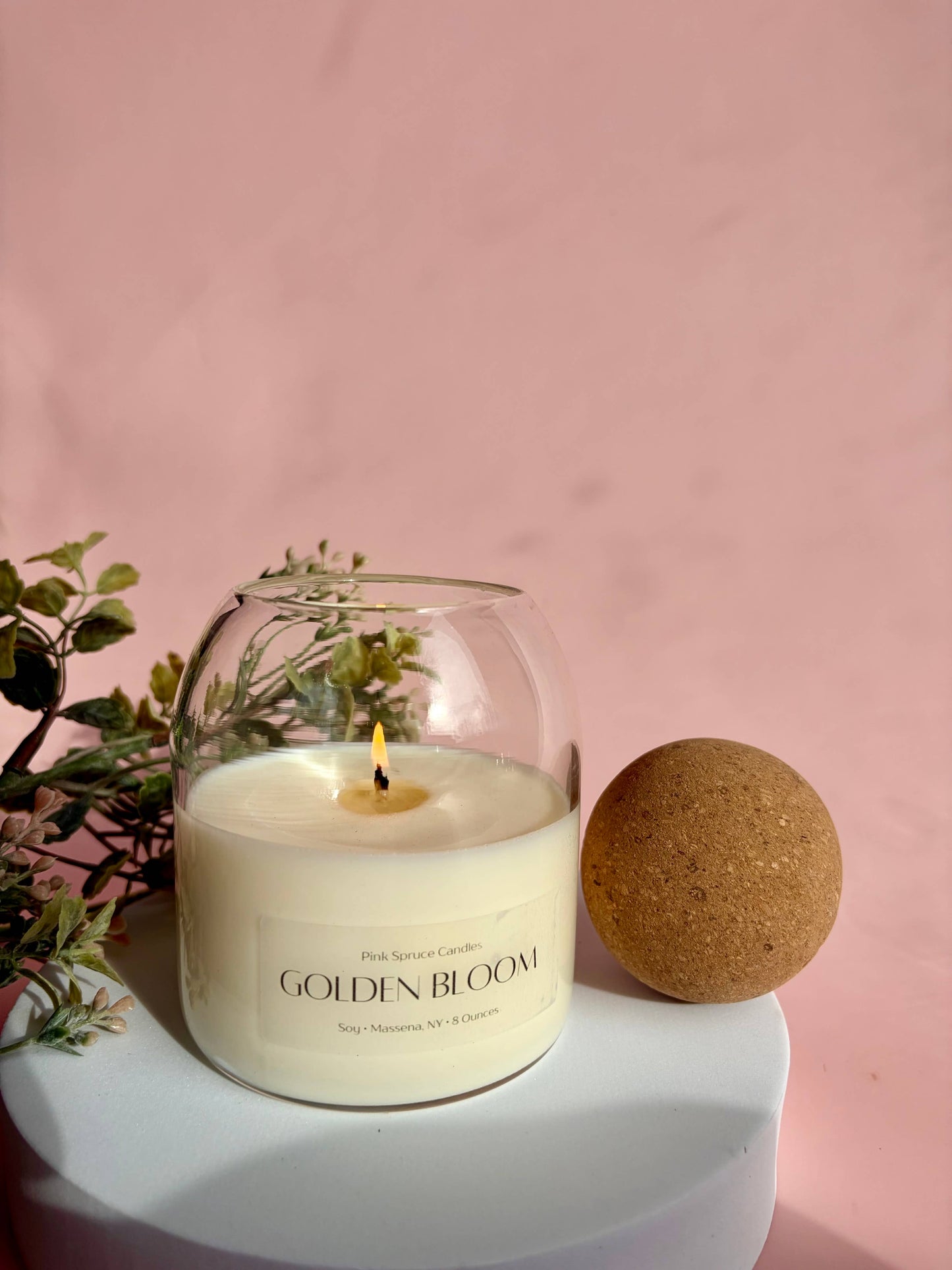 Hand poured orange scent cork ball top soy wax candle