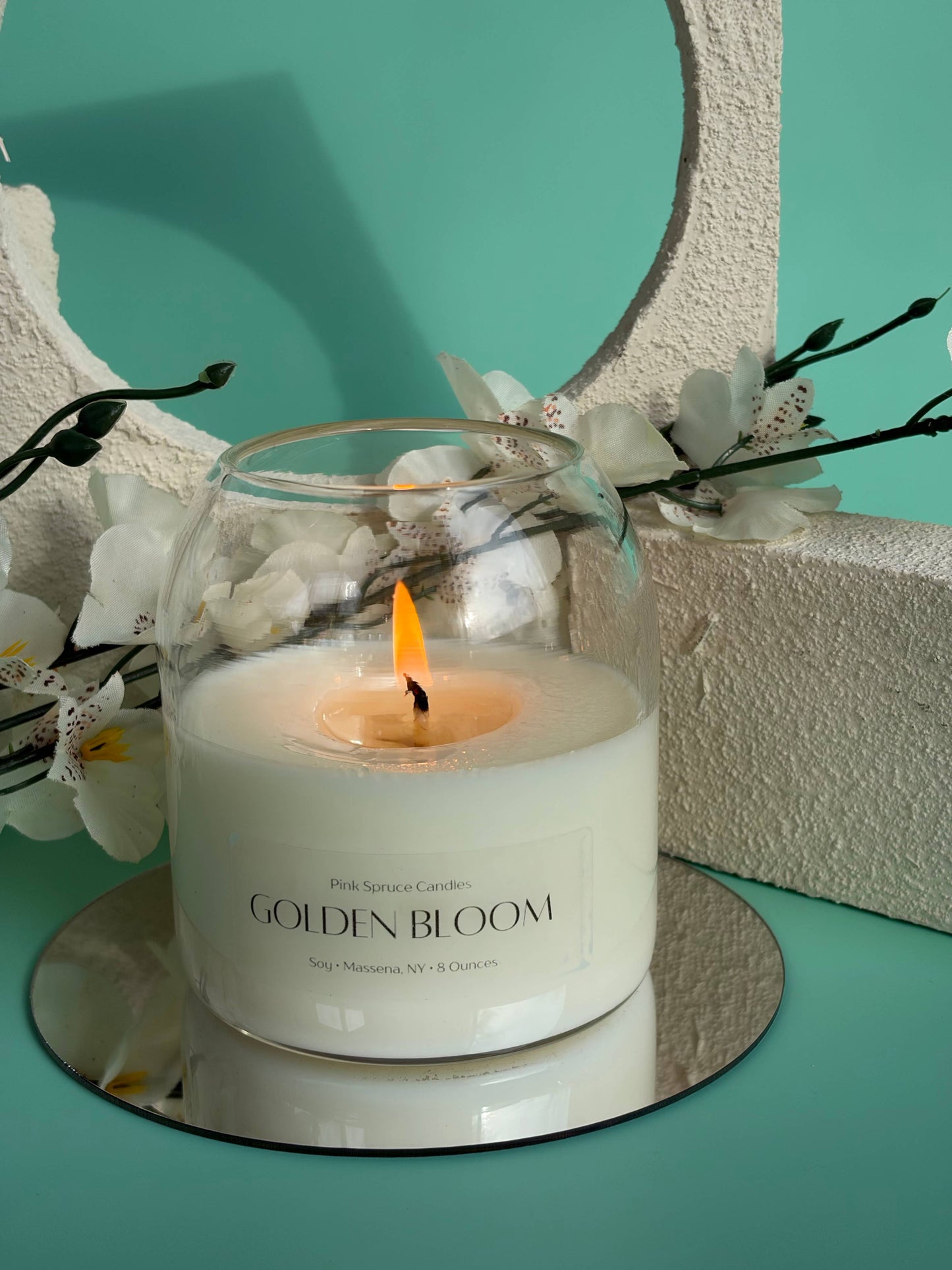 Hand poured orange scent cork ball top soy wax candle