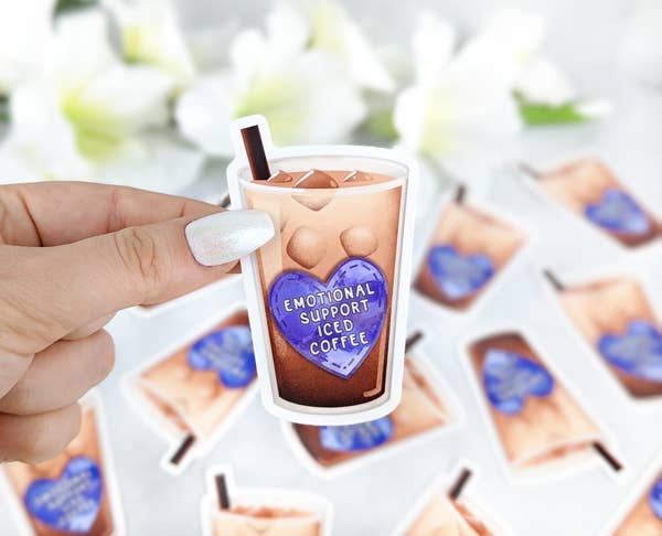 Emotional Support Iced Coffee vinyl sticker - Coffee sticker