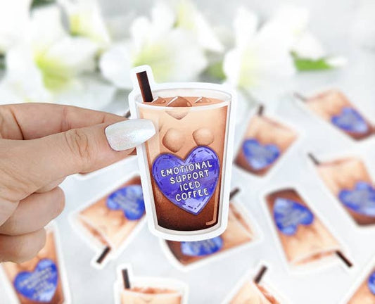 Emotional Support Iced Coffee vinyl sticker - Coffee sticker