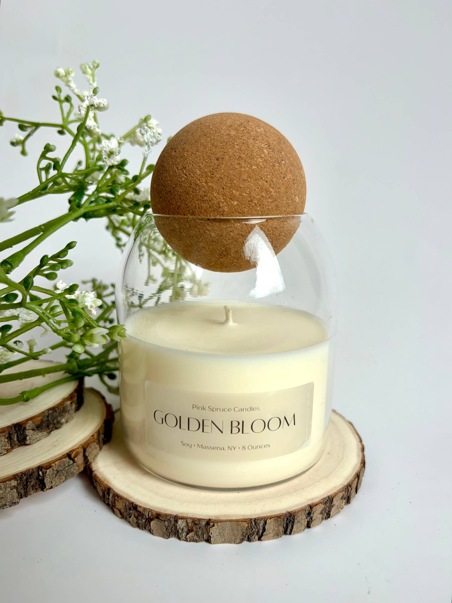 Hand poured orange scent cork ball top soy wax candle