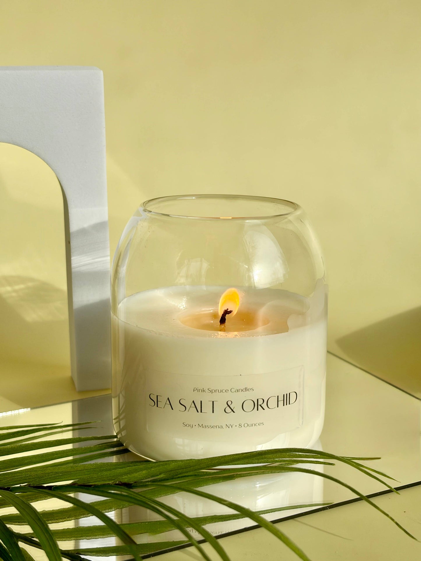 Handpoured Sea Salt & Orchid cork ball top soy candle 