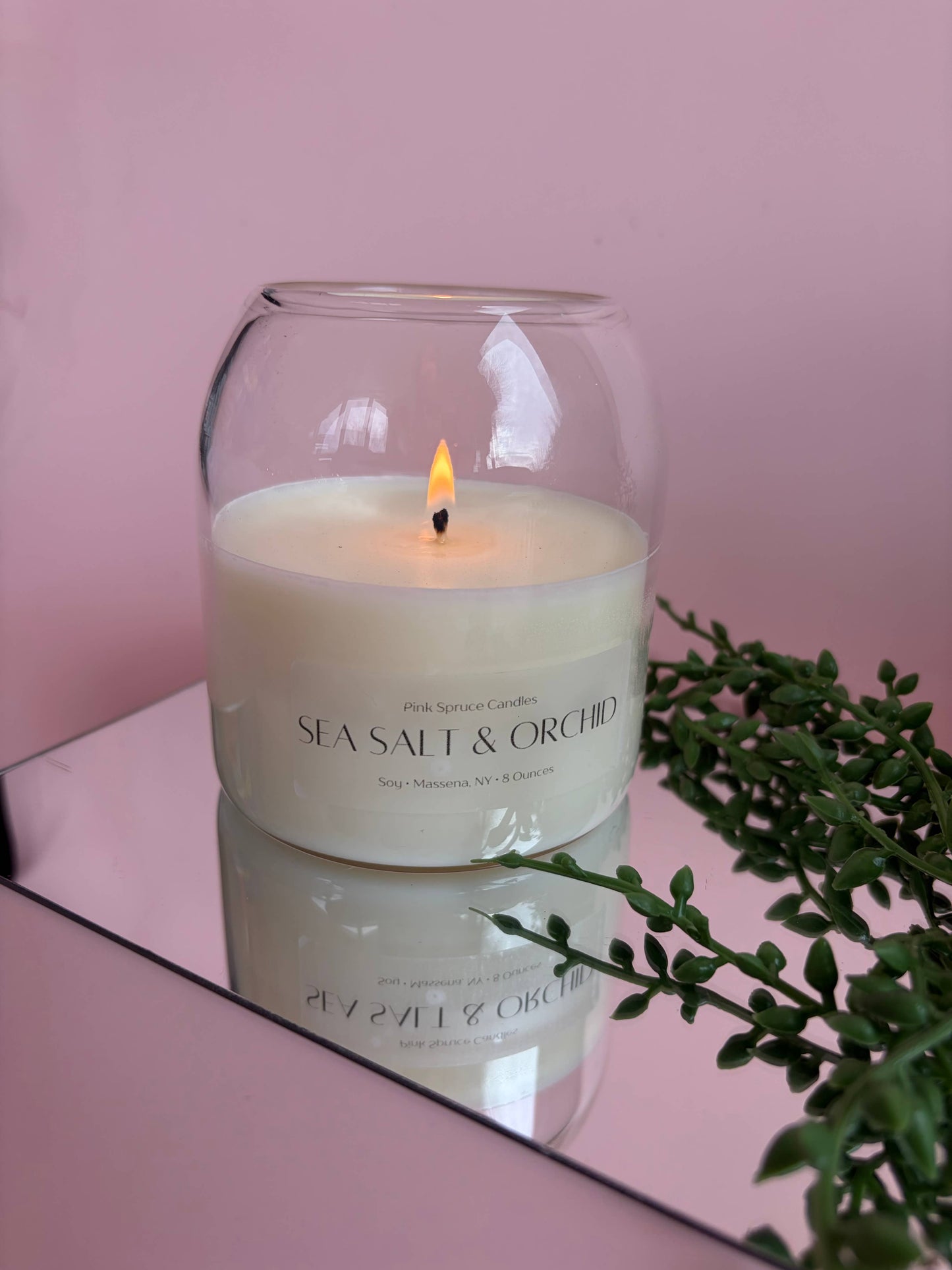 Handpoured Sea Salt & Orchid cork ball top soy candle 