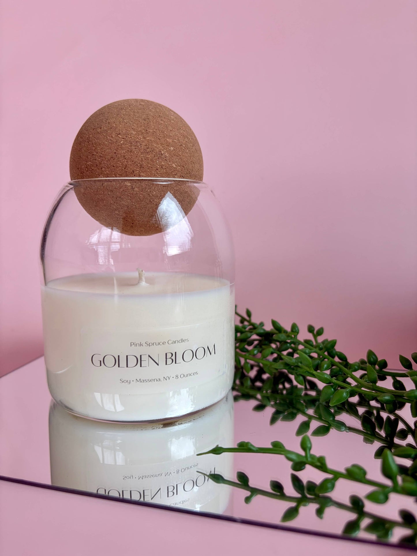 Hand poured orange scent cork ball top soy wax candle