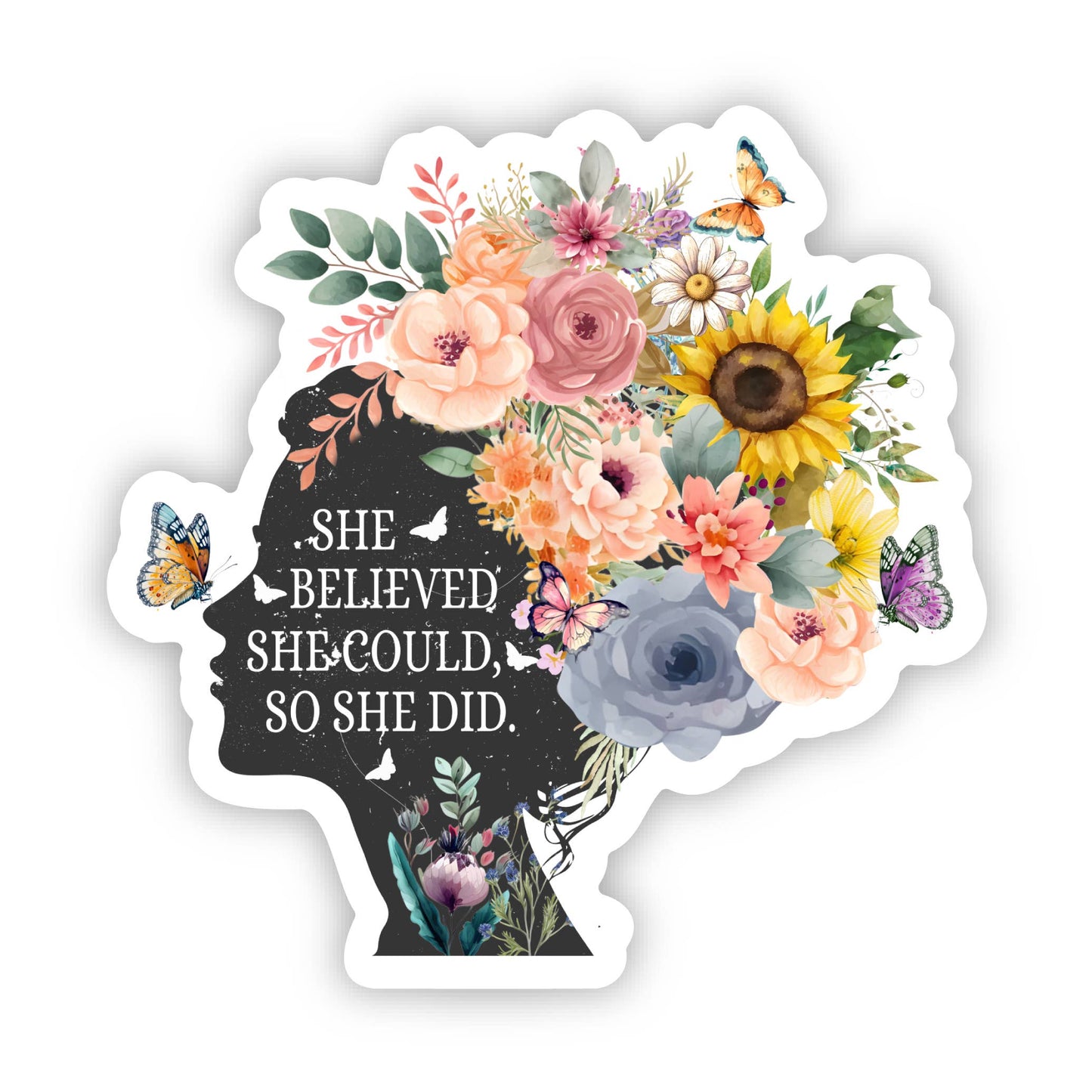 She Believed She Could So She Did Vinyl, Sticker, 3x3 in.
