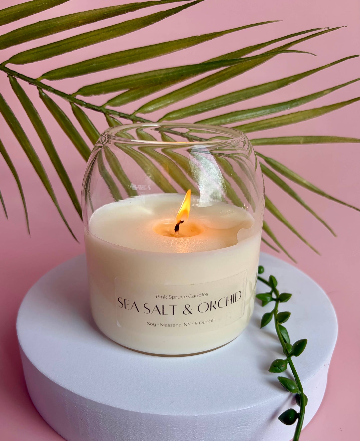 Handpoured Sea Salt & Orchid cork ball top soy candle 