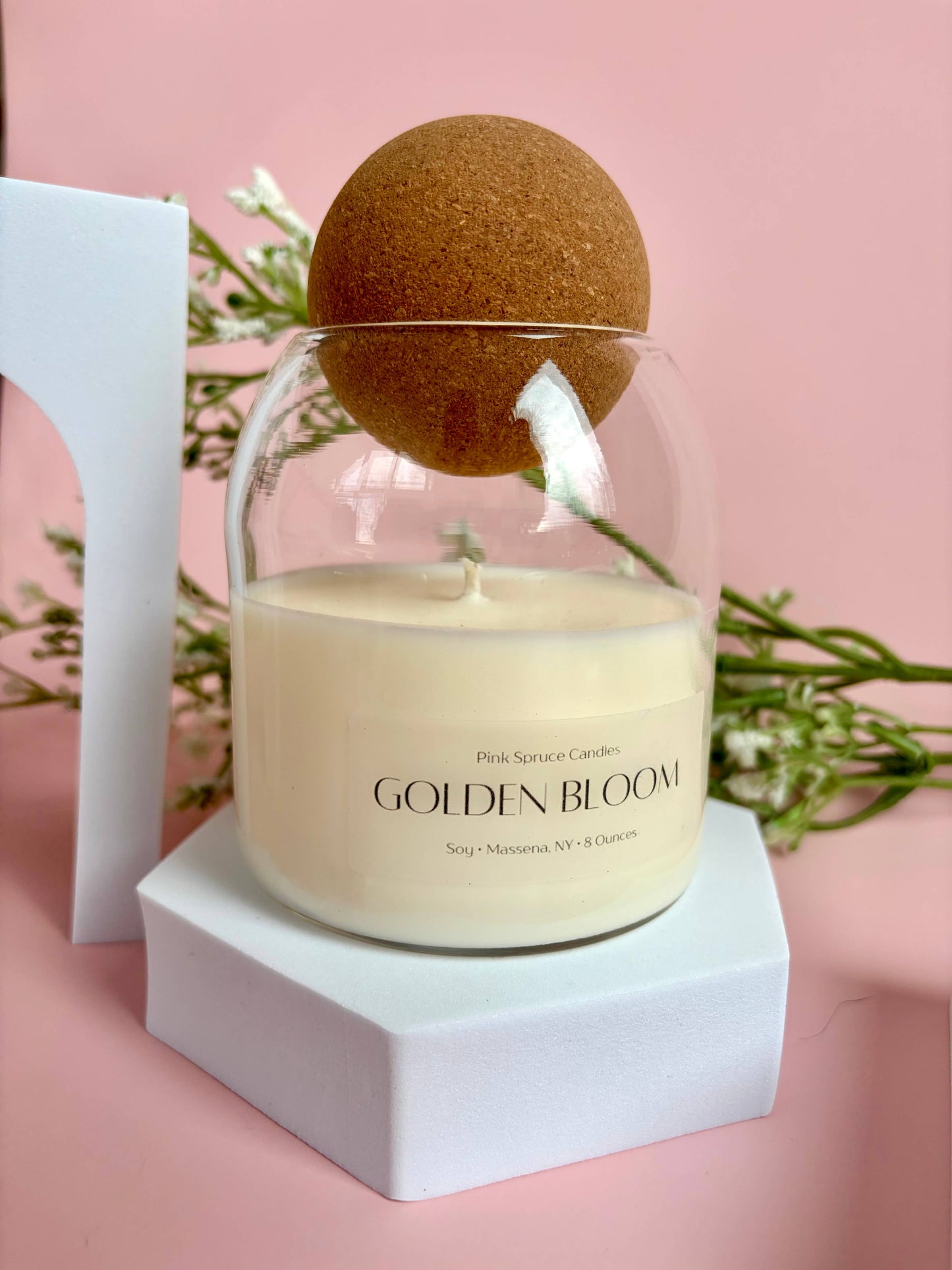 Hand poured orange scent cork ball top soy wax candle