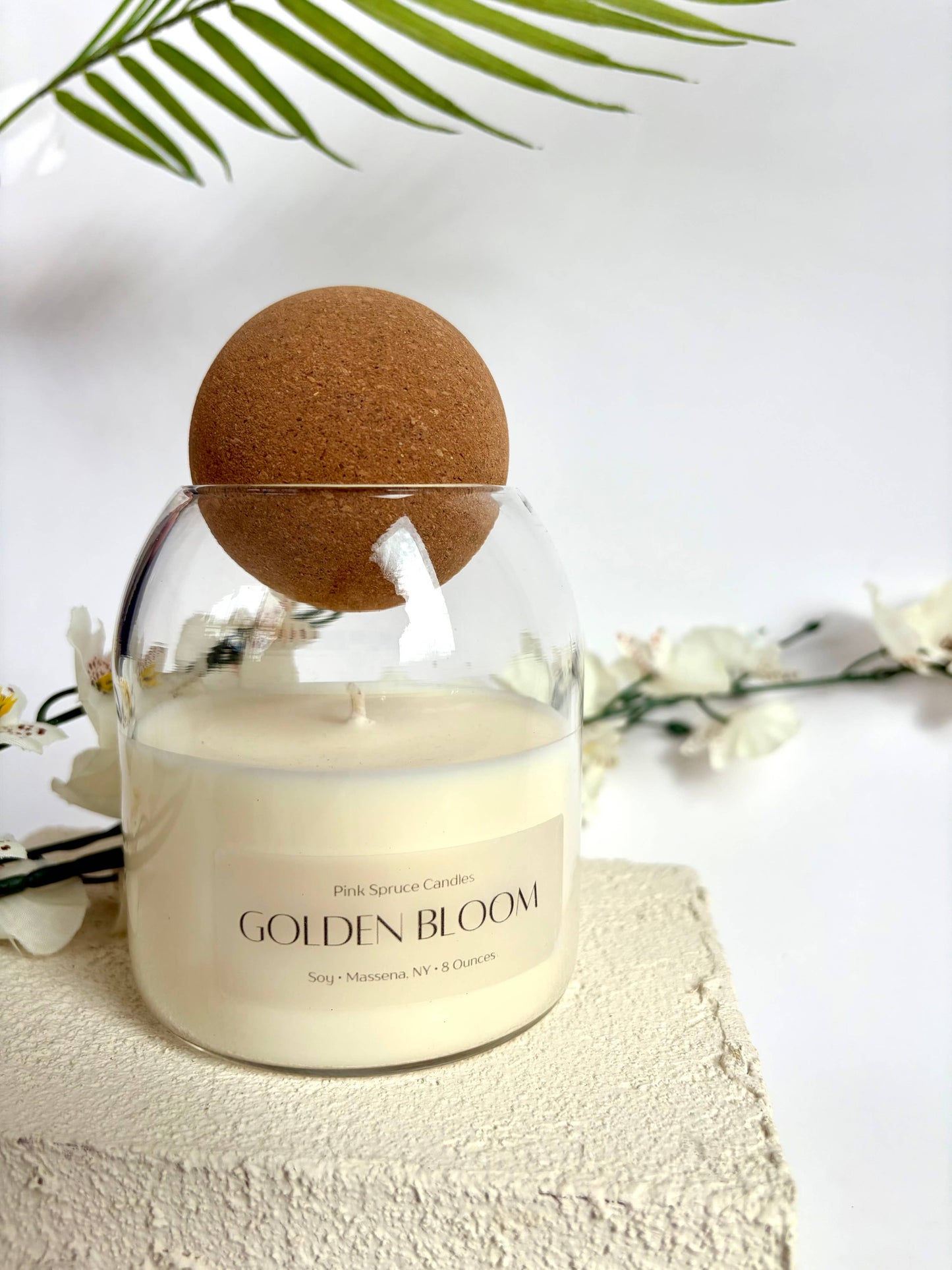 Hand poured orange scent cork ball top soy wax candle