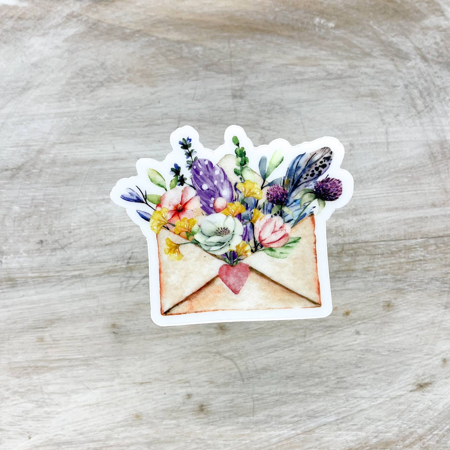 Spring Floral Envelope, Clear Sticker, 3x3 inch